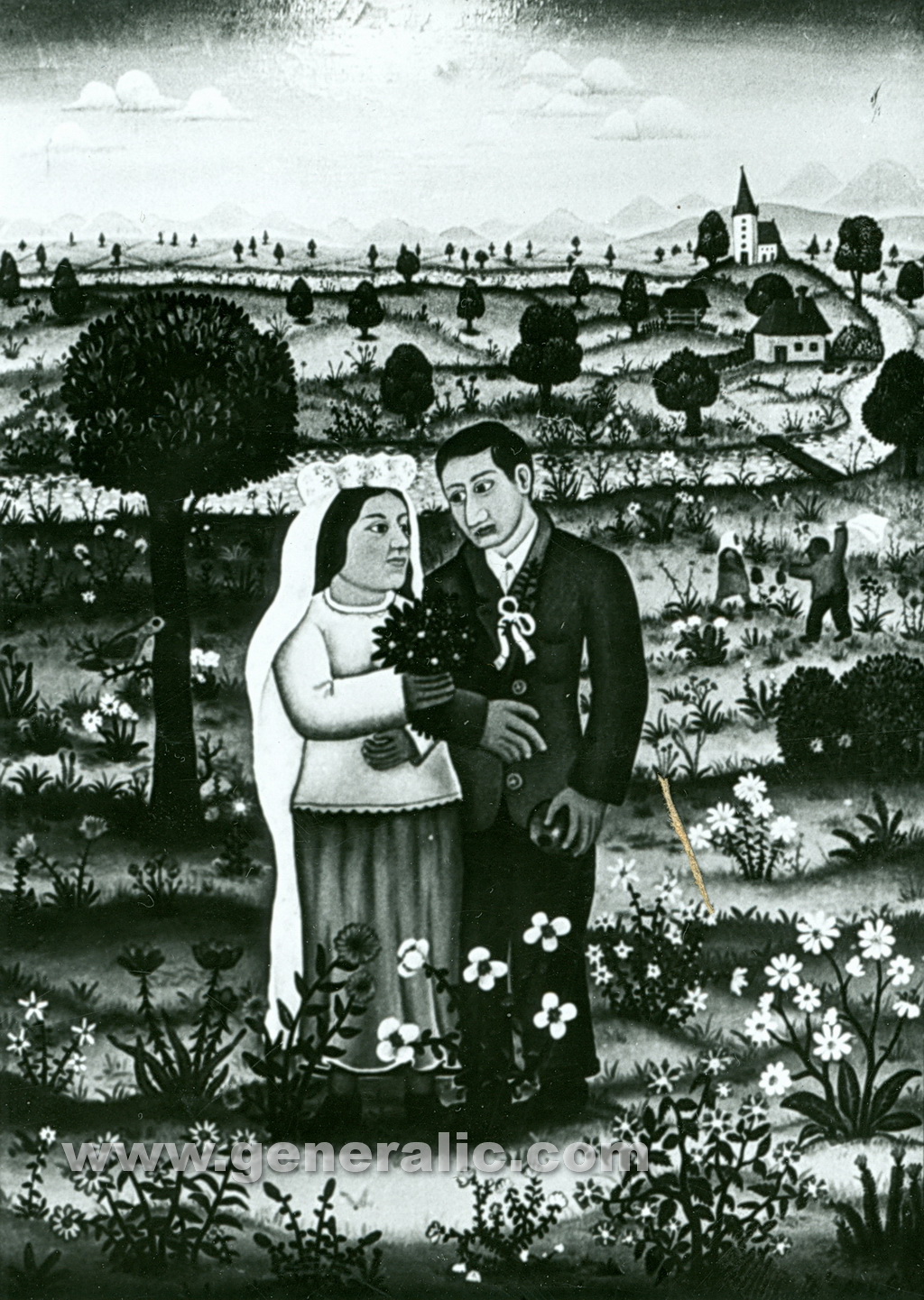 Josip Generalic, 1968, Newlyweds Mirjana and Josip, oil on canvas