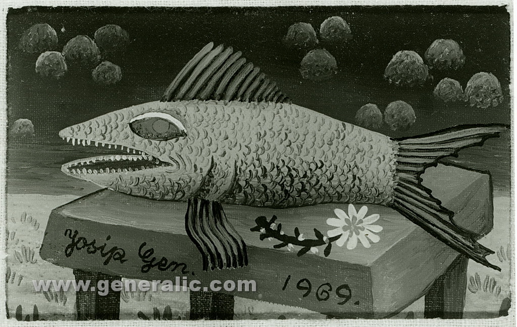 Josip Generalic, 1969, Big fish, oil on canvas