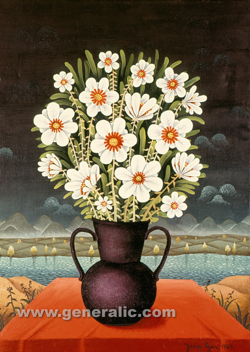 Josip Generalic, 1969, Flowers, oil on canvas