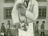 Josip Generalic, 1960, Cvjecarica u gradu (Florist in the city), ulje na staklu (oil on glass)