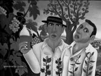 Josip Generalic, 1960, Otac i sin (Father and son), ulje na staklu (oil on glass)