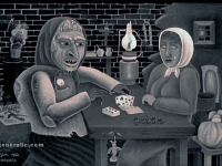 Josip Generalic, 1960, Proricanje buducnosti (Predicting the future), ulje na staklu (oil on glass)