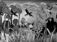Josip Generalic, 1960, Ptice (Birds), ulje na staklu (oil on glass)