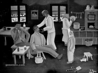 Josip Generalic, 1960, Seoski zubar (Village dentist), oil on glass, ulje na staklu (oil on glass)