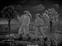 Josip Generalic, 1960, U zoru (In the dawn), ulje na staklu (oil on glass)