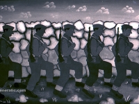 Josip Generalic, 1960, Vojska (The army), ulje na staklu (oil on glass)
