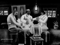 Josip Generalić, 1961, Kartaši (Card players), ulje na staklu (oil on glass)