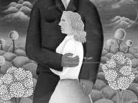 Josip Generalic, 1961, Par (A couple), ulje na staklu (oil on glass)