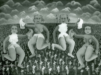 Josip Generalic, 1961, Plesacice (Dancers), ulje na staklu (oil on glass)