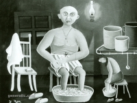 Josip Generalic, 1961, Pranje nogu (Washing feet), ulje na staklu (oil on glass)