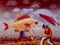 Josip Generalic, 1961, Ribar i pticolovac (Fisherman and birdhunter), ulje na platnu (oil on canvas)