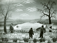 Josip Generalic, 1961, Ribicka prica (Fisherman's story), ulje na staklu (oil on glass)