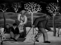 Josip Generalic, 1961, Zima (Winter), ulje na staklu (oil on glass)