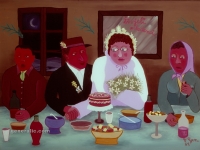 Josip Generalić, 1961, Živjeli maldenci (Long live the newlyweds), ulje na staklu (oil on glass)