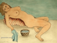 Josip Generalić, 1962, Akt (Nude female), akvarel (watercolour), 27×39 cm