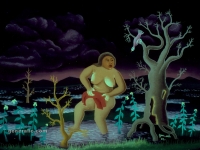 Josip Generalic, 1962, Nocno kupanje (Night swim), ulje na staklu (oil on glass)