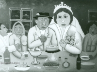 Josip Generalic, 1962, Svadbeni stol (Wedding table), ulje na staklu (oil on glass)