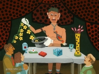 Josip Generalić, 1963-2000, Mađioničar (The magician), ulje na staklu (oil on glass), 35×40 cm