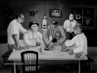 Josip Generalic, 1963, Kartanje (A card game), ulje na staklu (oil on glass)