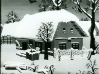 Josip Generalic, 1963, Kuca u zimi (House in winter), ulje na staklu (oil on glass)