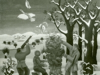 Josip Generalic, 1963, Lovci pucaju (Hunters shooting), ulje na platnu (oil on canvas)