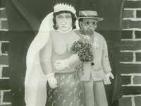 Josip Generalic, 1963, Mladenci se slikaju (Newlyweds ready for photographing), ulje na platnu (oil on canvas)