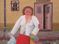 Josip Generalic, 1964, Odlazak iz krcme (Leaving the pub), ulje na platnu (oil on canvas)