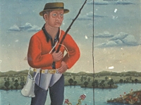 Josip Generalić, 1964, Ribič u crvenoj košulji (Fisherman in red shirt), ulje na platnu (oil on canvas)