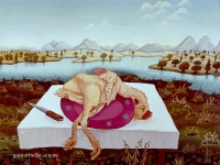 Josip Generalić, 1965, Očerupana kokoš (Plucked chicken), ulje na platnu (oil on canvas)