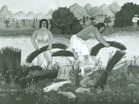 Josip Generalic, 1965, Skupljanje trstike (Gathering the reed), ulje na platnu (oil on canvas)
