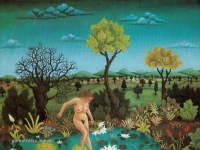 Josip Generalic, 1966, Kupanje u jezercu (Swimming in a small pond), ulje na staklu (oil on glass)