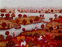 Josip-Generalic-1966-Josip Generalić, 1966, Ljetni pejzaž (Landscape in summer), ulje na platnu (oil on canvas)-pejzaz-Landscape-in-summer-ulje-na-platnu-oil-on-canvas