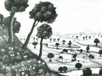 Josip Generalić, 1966, Pejzaž s drvećem (Landscape with trees), ulje na platnu (oil on canvas)