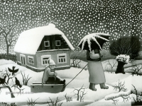 Josip Generalic, 1966, Snijeg (Snowing), ulje na platnu (oil on canvas)