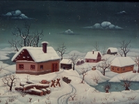 Josip Generalic, 1966, Zima s cetiri kuce (Winter with four houses), ulje na platnu (oil on canvas)