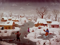 Josip Generalic, 1966, Zimske aktivnosti (Winter daily works), ulje na plartnu (oil on canvas)