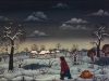 Josip Generalic, 1967, Winter with apples on a sledge, oil on glass