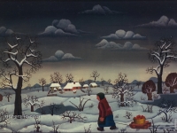 Josip Generalic, 1967, Zima s jabukama (Winter with apples), ulje na staklu (oil on glass)