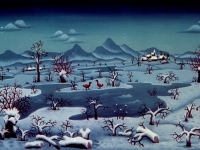 Josip Generalic, 1968, Lovci (Hunters), ulje na staklu (oil on glass)