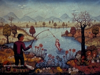 Josip Generalic, 1968, Pecanje (Fishing), ulje na drvetu (oil on wood)