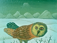 Josip Generalic, 1968, Sova (An owl), ulje na drvetu (oil on wood)