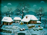 Josip Generalic, 1968, Zima (Winter), ulje na staklu (oil on glass)