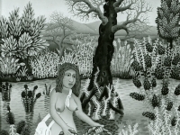 Josip Generalic, 1969, Djevojka lovi ribe (A girl is fishing), ulje na platnu (oil on canvas)