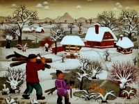 Josip Generalic, 1969, Drva za zimu (Wood for winter), ulje na staklu (oil on glass)