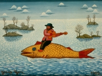Josip Generalic, 1969, Jahanje ribe (Riding a fish), ulje na platnu (oil on canvas)