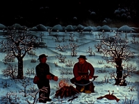 Josip Generalic, 1969, Lovci s patkom (Hunters with a duck), ulje na platnu (oil on canvas)