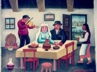 Josip Generalic, 1969, Mladenci za stolom (Newlyweds at the table), ulje na platnu (oil on canvas)
