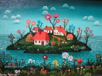 Josip Generalic, 1969, Otok sa selom (Island with a village), ulje na platnu (oil on canvas)