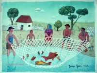 Josip Generalić, 1969, Ribolov s mrežom (Fishing with a net), ulje na platnu (oil on canvas)