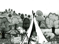 Josip Generalic, 1969, Romi (Gypsies), ulje na staklu (oil on glass)